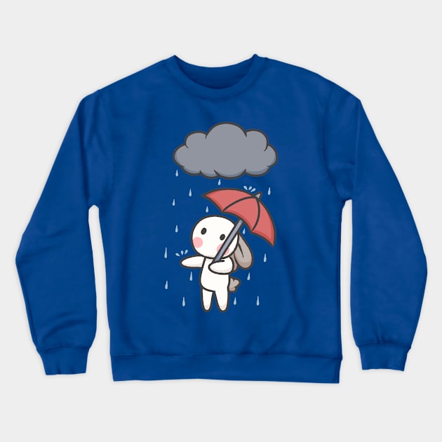 Rainy day doodle bunny Crewneck Sweatshirt by KammyBale